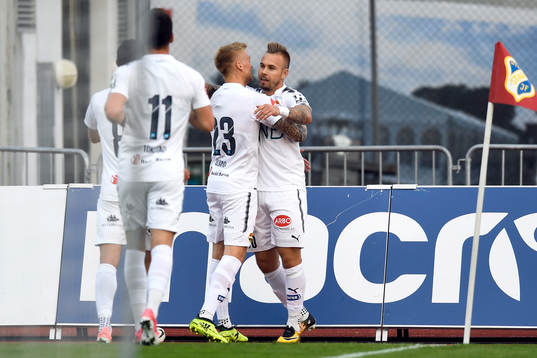 Marcus Pedersen of Strømsgodset celebrates with his