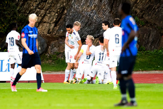 Eirik Ulland Andersen of Strømsgodset celebrates with his