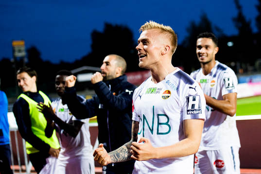 Eirik Ulland Andersen of Strømsgodset celebrates