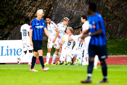 Eirik Ulland Andersen of Strømsgodset celebrates with his