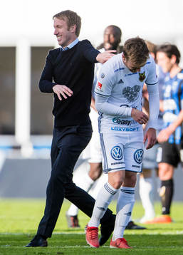 Östersunds tränare Graham Potter jublar