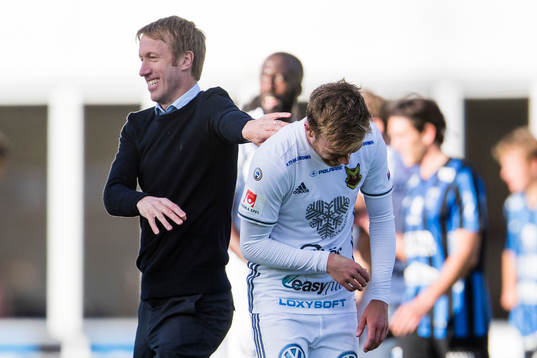 Östersunds tränare Graham Potter jublar