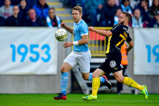 Malmö FFs Anton Tinnerholm och Hammarbys Mats Solheim