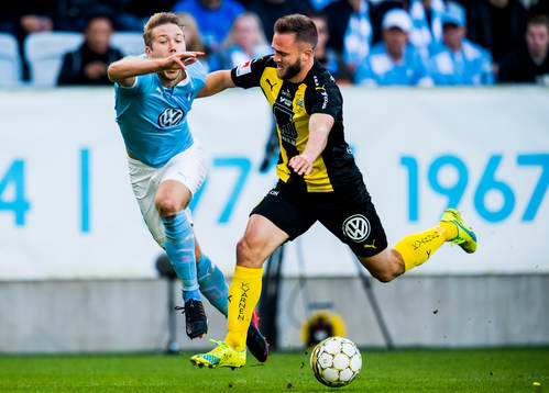 Malmö FFs Anton Tinnerholm och Hammarbys Mats Solheim