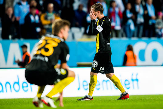 Hammarbys Arnór Smárason och Marcus Degerlund deppar