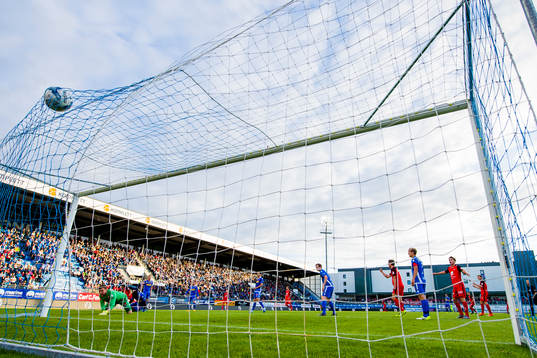 Deyver Vega of Brann scores 1-0 behind goalkeeper Ingvar