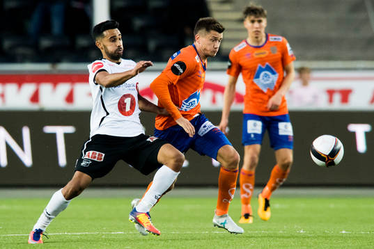 Etzaz Hussain of Odd and Vebjørn Alvestad Hoff of Aalesund