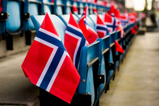 Norwegian flag at the stands