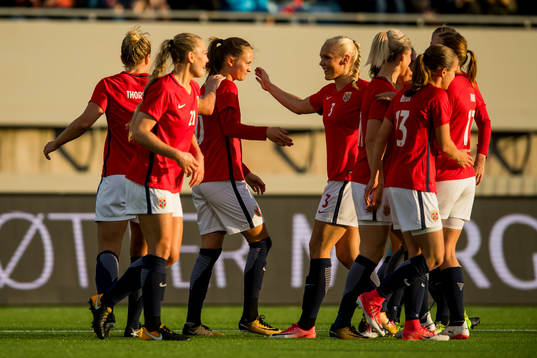 Caroline Graham Hansen of Norway celebrates with her