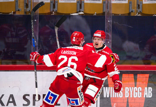 Timrås Johan Johnsson och Hampus Larsson jublar
