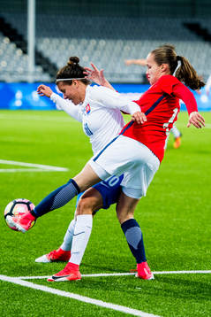 Lucia Ondruiova of Slovakia and Guro Reiten of Norway