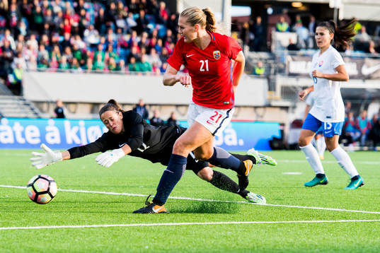 Lisa-Marie Utland of Norway with an attempt