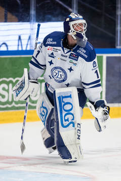 Leksands målvakt Tex Williamsson  i ishockeymatchen i