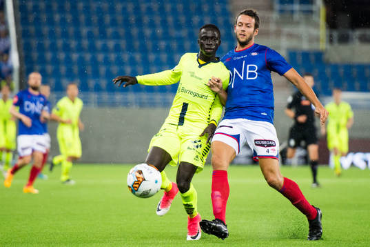Krepin Diatta of Sarpsborg and Jonatan Tollås Nation of