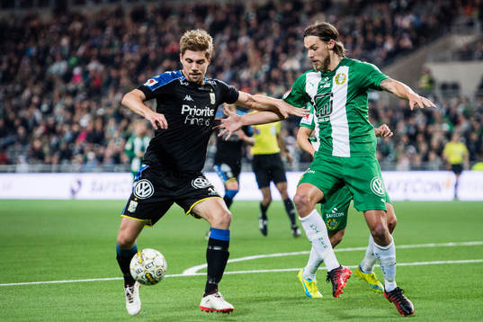 IFK Göteborgs Mikael Boman och Hammarbys Björn Paulsen