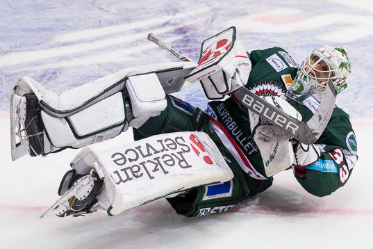 Frölundas målvakt Johan Mattsson jublar och firar