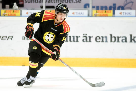 Brynäs Henrik Larsson före ishockeymatchen i SHL mellan