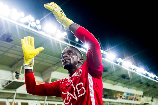 Goalkeeper Arnold Otieno Origi of Lillestrøm celebrates
