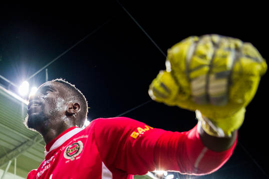 Goalkeeper Arnold Otieno Origi of Lillestrøm celebrates