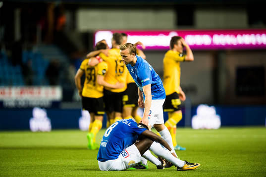 Babacar Sarr of Molde looks dejected while Lillestrøm
