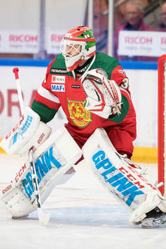 Moras målvakt Christian Engstrand  i ishockeymatchen i SHL