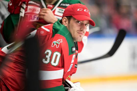 Moras målvakt Mattias Pettersson  i ishockeymatchen i SHL