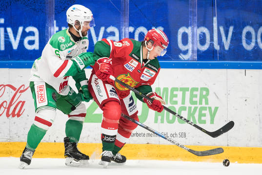 Rögles Alen Bibic och Moras Robin Johansson  i