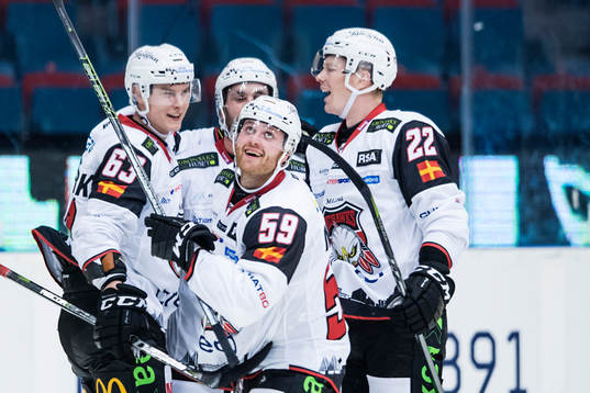 Malmö Redhawks Anton Mylläri, Fredrik Händemark och Lars