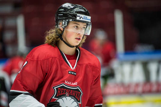 Malmö Redhawks Malte Setkov innan ishockeymatchen i SHL