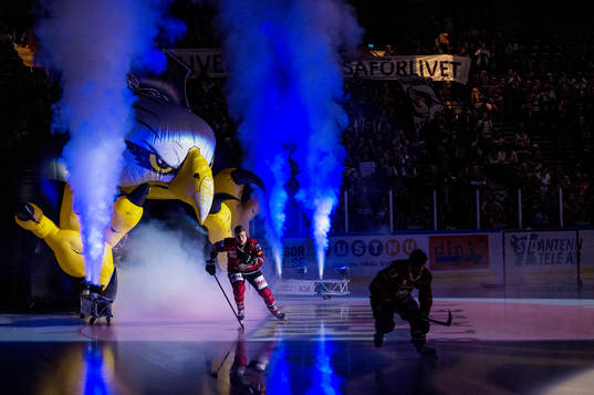 Malmö Redhawks Fredrik Händemark kommer in på isen innan