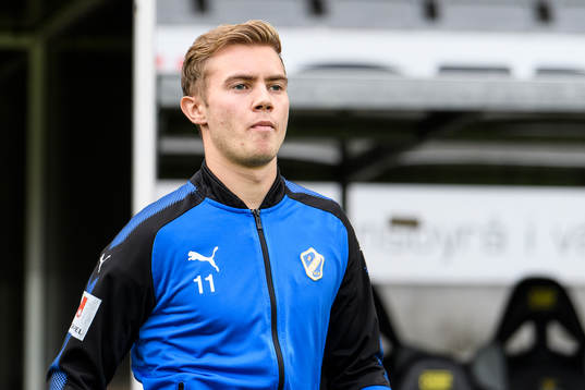 Halmstads Tryggvi Hrafn Haraldsson före fotbollsmatchen i