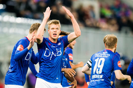 Samuel Karl Fridjonsson of Vålerenga celebrates with his