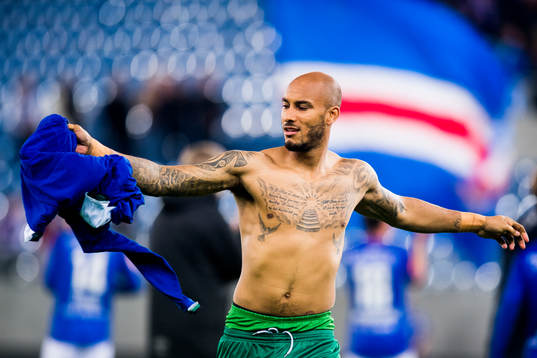 Goalkeeper Adam Larsen Kwarasey of Vålerenga celebrates