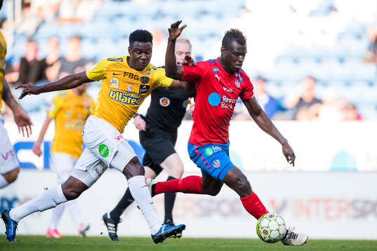 Falkenbergs Dominic Chatto och Helsingborgs Edwin Gyimah