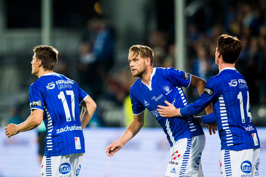 Ole Jørgen Halvorsen of Sarpsborg 08 celebrates with his