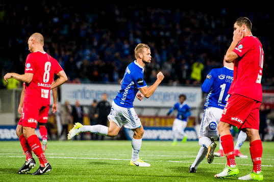 Ole Jørgen Halvorsen of Sarpsborg celebrates