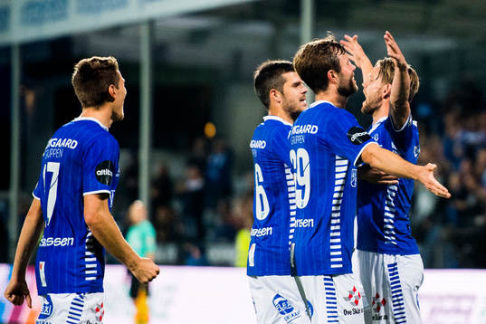 Ole Jørgen Halvorsen of Sarpsborg celebrates with his