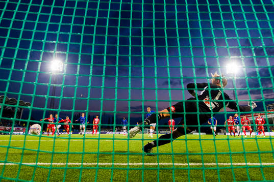 Ole Jørgen Halvorsen of Sarpsborg scores 1-0