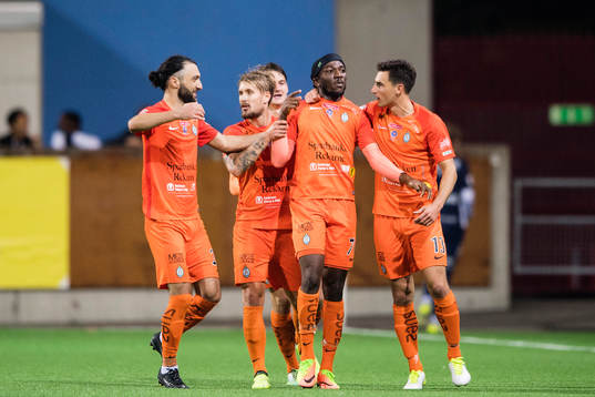 AFC Eskilstunas Chidi Omeje jublar