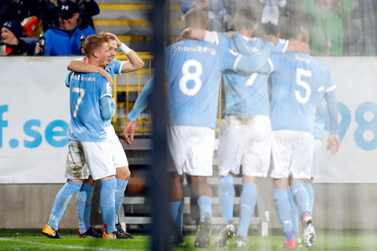 Malmö FFs Anders Christiansen och Anton Tinnerholm jublar