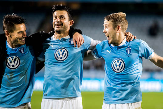Malmö FFs Markus Rosenberg, Behrang Safari och Anton