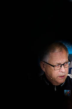 Lars Lagerbäck, head coach of Norway, presents the team