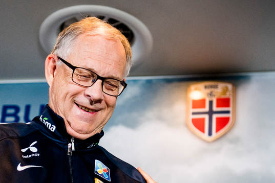Lars Lagerbäck, head coach of Norway, presents the team