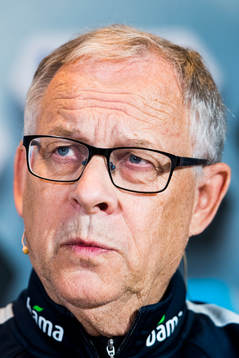 Lars Lagerbäck, head coach of Norway, presents the team