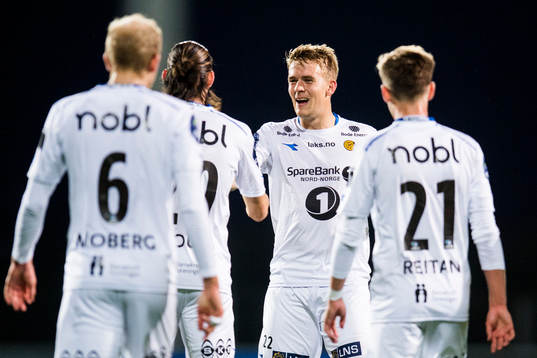 Kristian Fardal Opseth of Bodø/Glimt celebrates 4-0 with