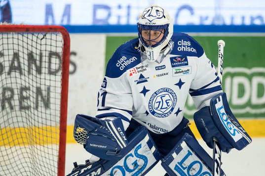 Leksands målvakt Jonas Arntzen  i ishockeymatchen i