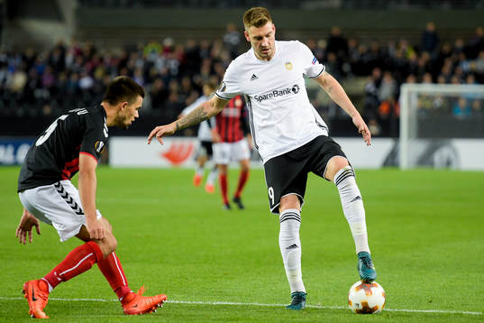 Nicklas Bendtner of Rosenborg with an assist leading up to