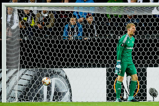 Goalkeeper André Hansen of Rosenborg reacts