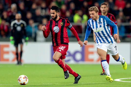 Östersunds Brwa Nouri och Hertha Berlins Alexander Esswein