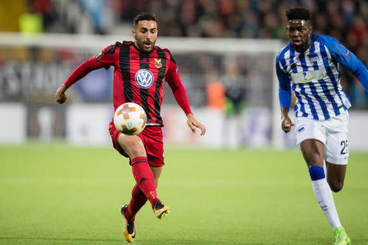 Östersunds Saman Ghoddos mot Hertha Berlin’s Jordan
